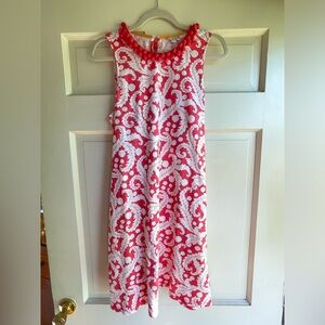 Boden Coral & White Print Cotton Shift Dress- Excellent Condition. Size US 8.